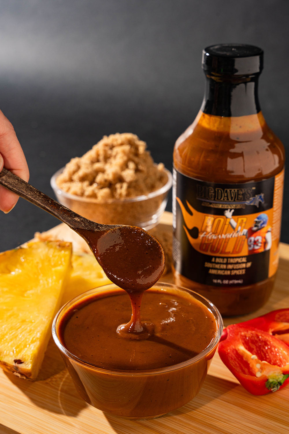 BIG DAVE’S ALL-AMERICAN HAWAIIAN BOLD GOLD BBQ SAUCE (16 OZ. BOTTLES)