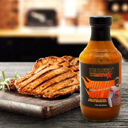 BIG DAVE’S ALL-AMERICAN HAWAIIAN BOLD GOLD BBQ SAUCE (16 OZ. BOTTLES)